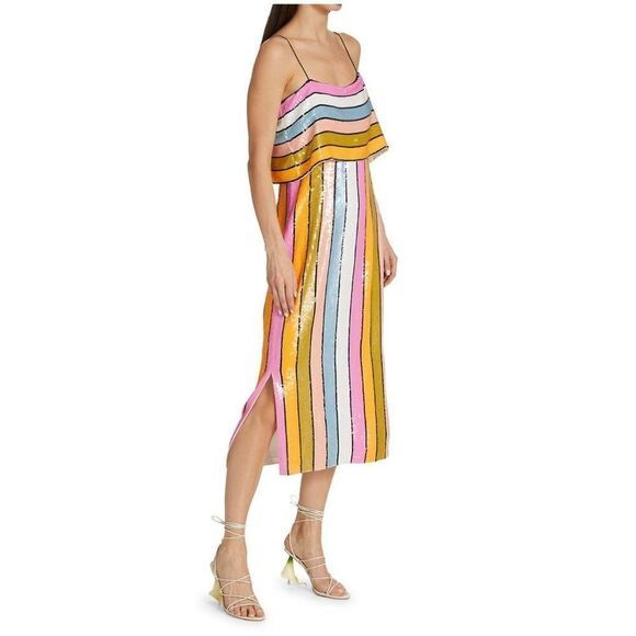 Veronica Beard Ivanna Striped Sequin Midi-Dress - Picture 4 of 7